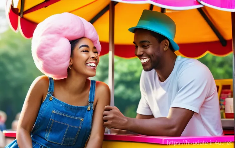 테마 놀이공원 데이트 - **Prompt:** An exhilarating, dynamic shot of the same diverse couple on a thrilling yet safe roller ...